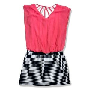 ⭐️SPEECHLESS Girls Coral and Striped Sleeveless Dress